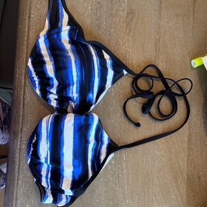 Skye Swimwear Blue and Black Bikini Top